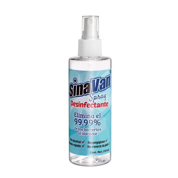 <small>SINAVAN</small><br/>SPRAY DESINFECTANTE SIN ALCOHOL <br/><small class="only-single">250 ml.</small>